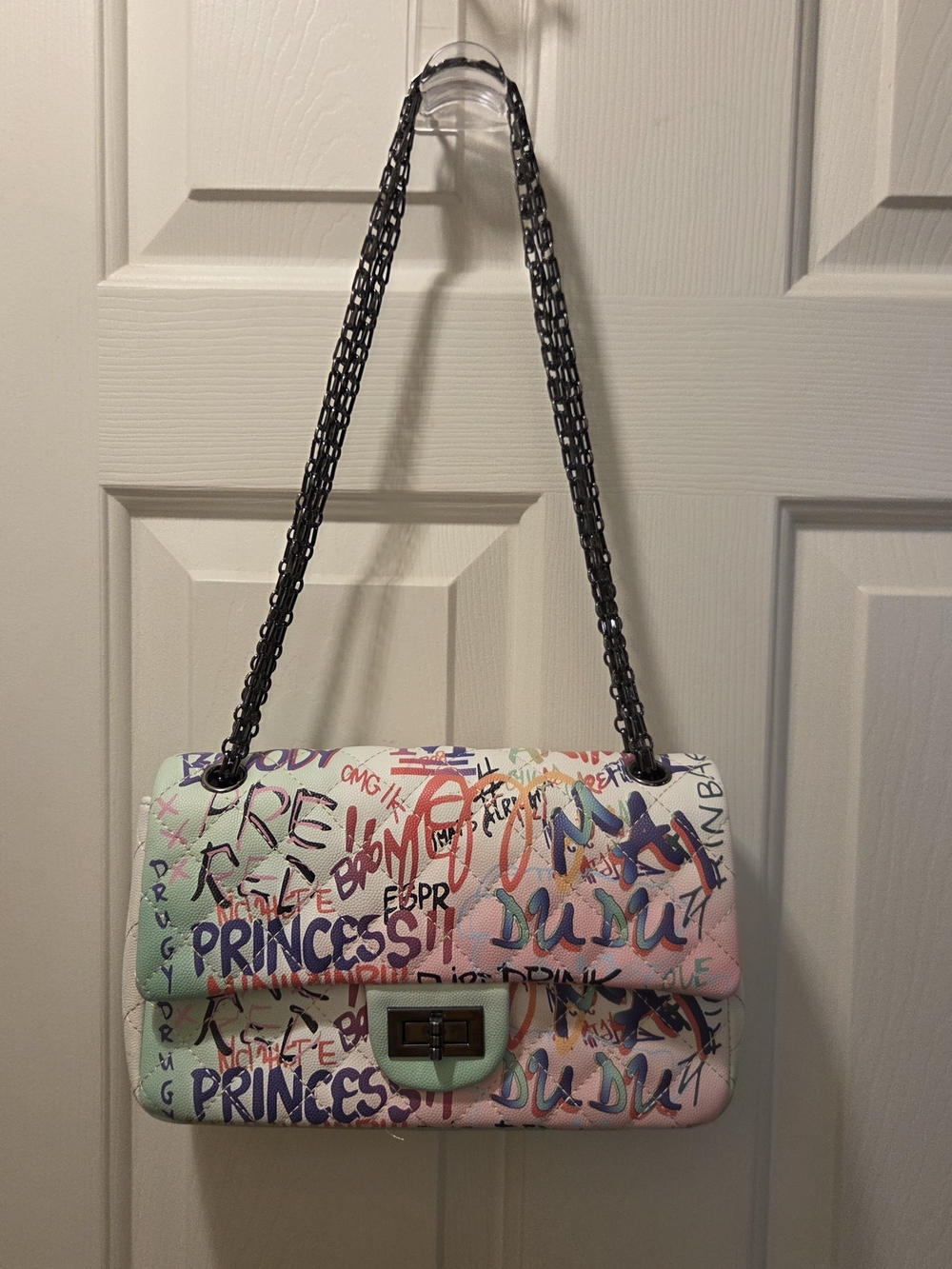 Graffiti Print Shoulder Bag in Multicolor
